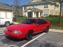 1993 Red Ford Mustang Hatchback