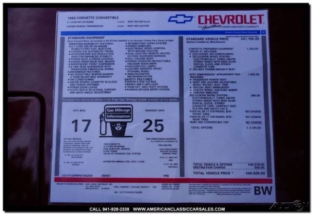 1993 Other Color Chevrolet Corvette Convertible