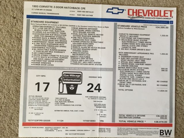 1993 ruby red Chevrolet Corvette Coupe