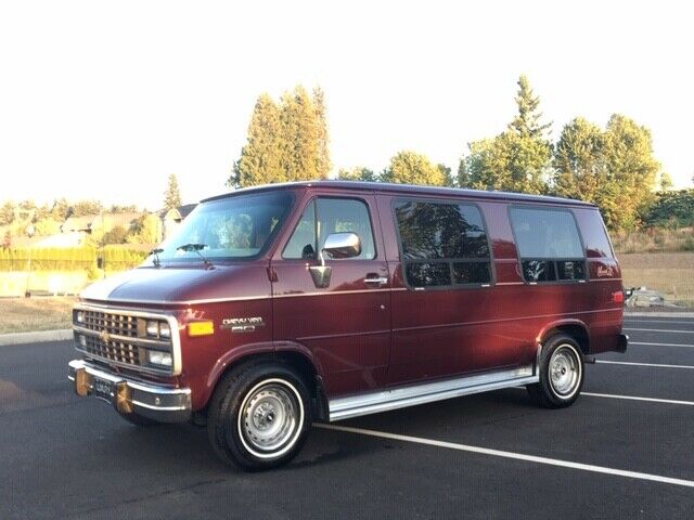 1993 Burgundy Chevrolet G20 Van Extended Passenger Van