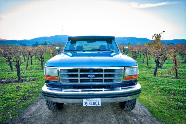 1993 Blue Ford F-250 Extended Crew Cab Pickup