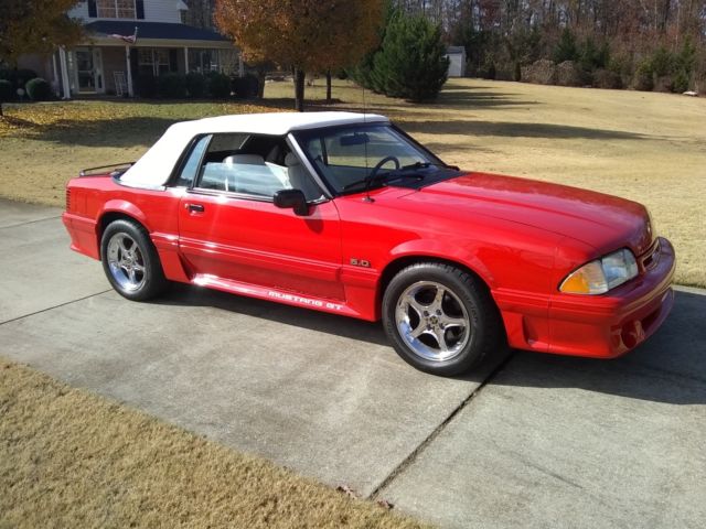 1993 Red Ford Mustang Convertible