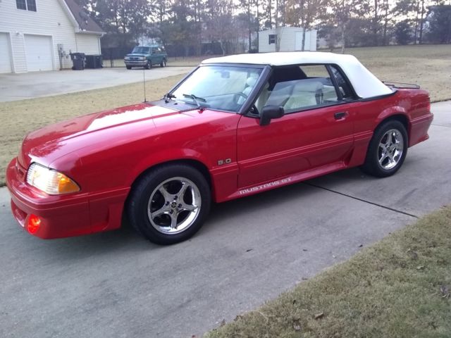 1993 Red Ford Mustang Convertible