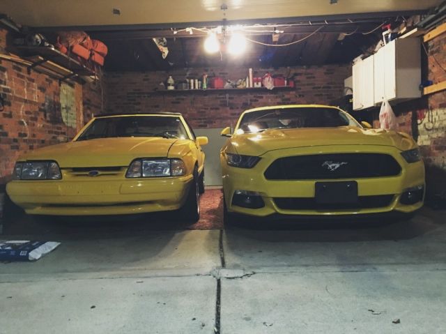 1993 Canary yellow Ford Mustang Convertible