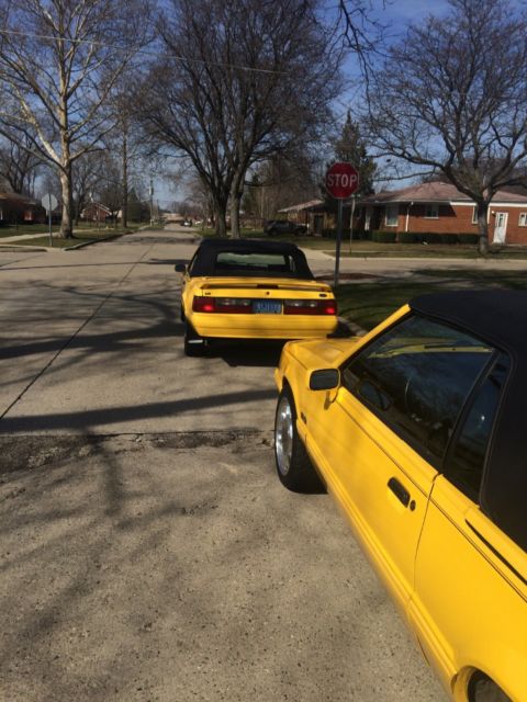 1993 Canary yellow Ford Mustang Convertible