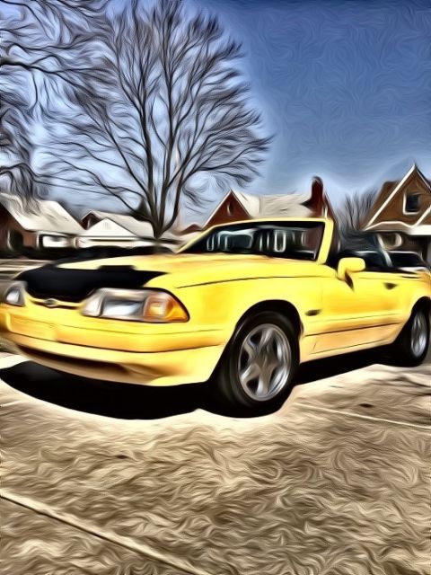 1993 Canary yellow Ford Mustang Convertible
