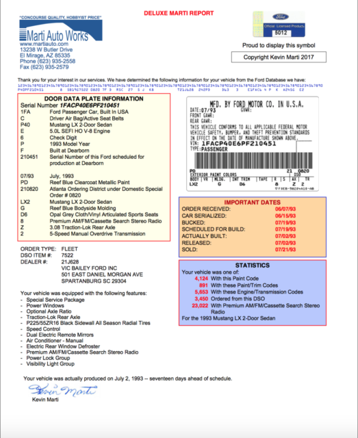 1993 Reef Blue Ford Mustang Coupe