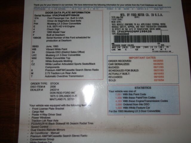 1993 Ford Mustang Convertible