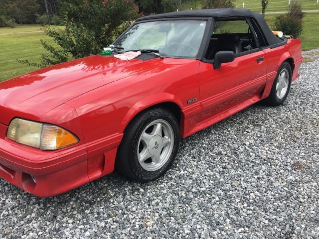 1993 Red Ford Mustang Convertible