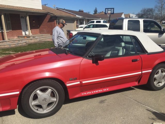 1993 Red Ford Mustang Convertible