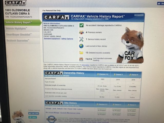 1993 Yellow Oldsmobile Ciera Sedan