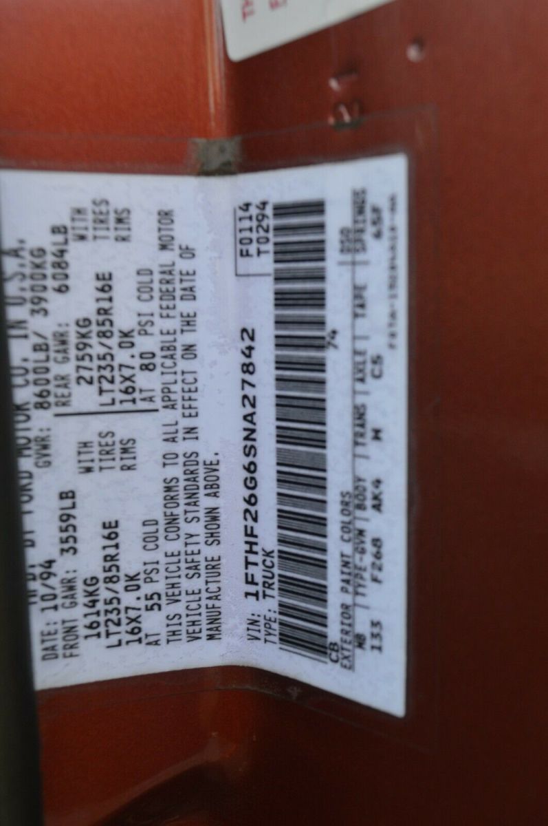 1994 Orange Ford F-350 Standard Cab Pickup