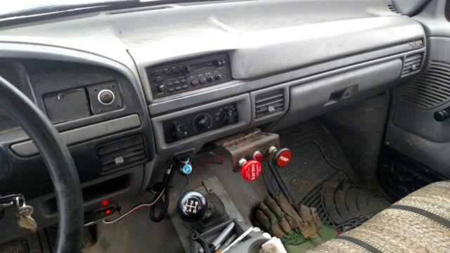 1994 Blue Ford F-450 STAKE BODY DUMP