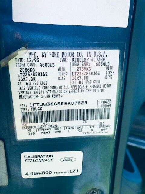 1994 Blue Ford F-350 Extended Crew Cab Pickup