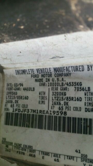 1994 Black Ford F-350 Cab & Chassis