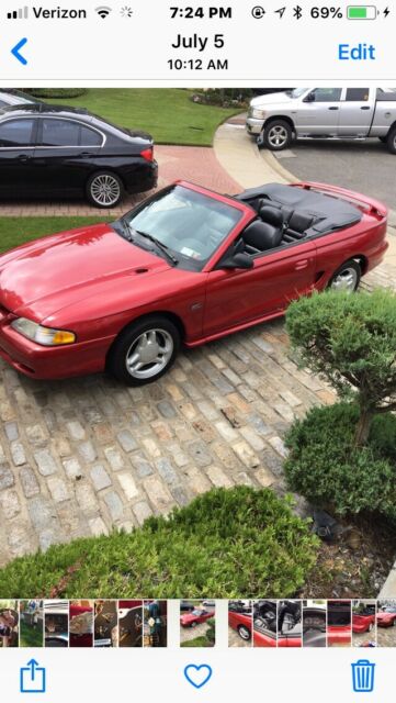 1994 Red Ford Mustang Convertible