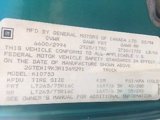 1994 Green Chevrolet C/K Pickup 1500 Extended Cab Pickup