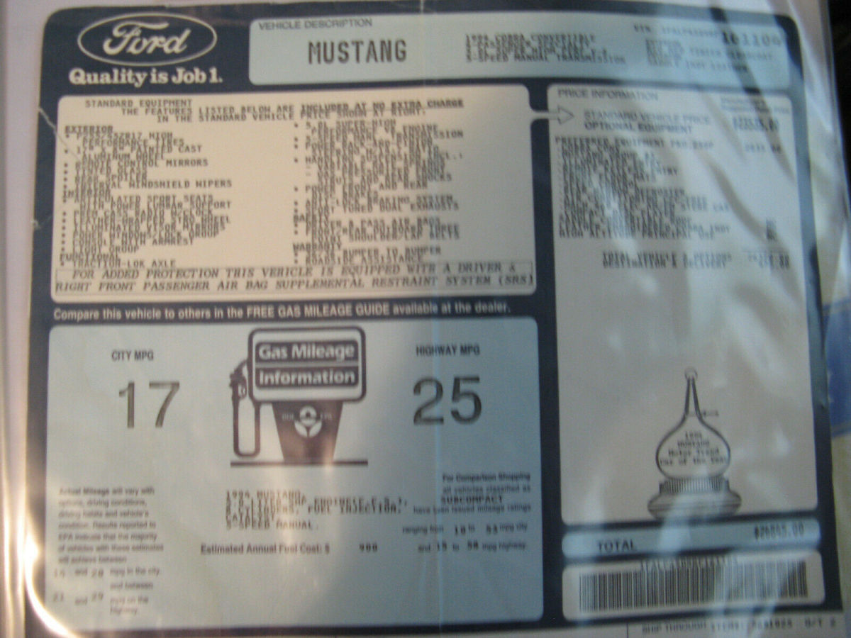 1994 Red Ford Mustang Convertible