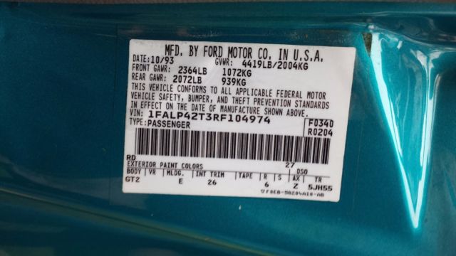1994 Teal Ford Mustang Coupe