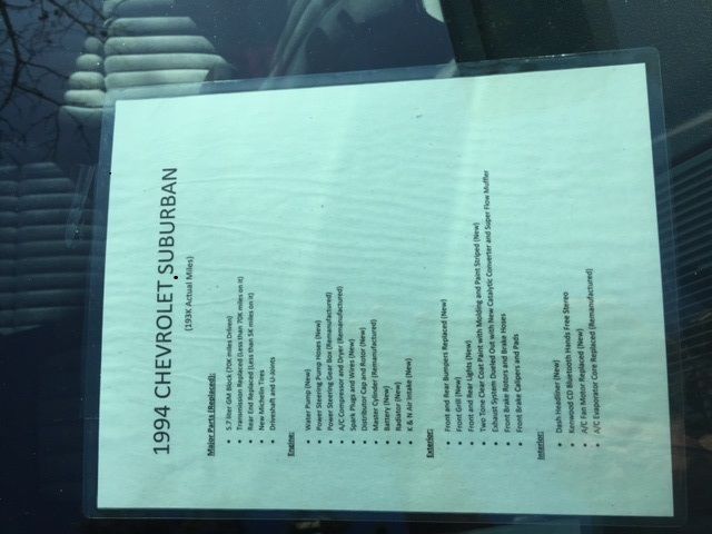 1994 Blue Chevrolet Suburban SUV