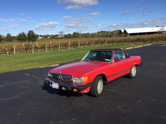 1987 Red Mercedes-Benz SL-Class Convertible