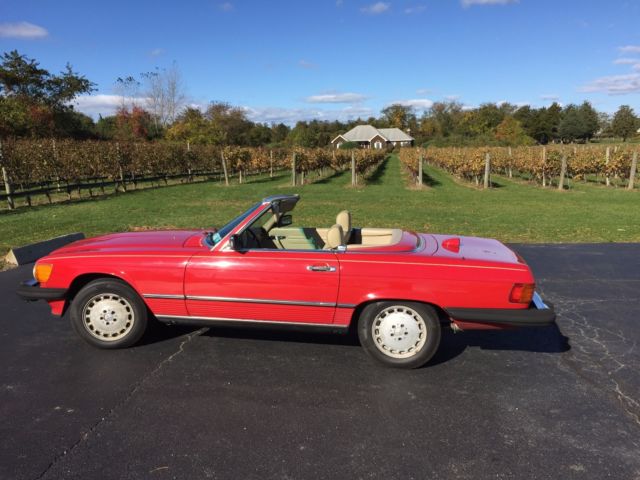 1987 Red Mercedes-Benz SL-Class Convertible
