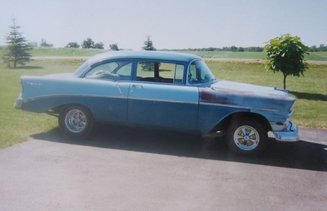1956 2 tone blue Chevrolet Bel Air/150/210 2 Door post