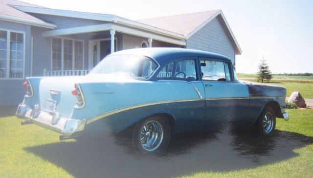 1956 2 tone blue Chevrolet Bel Air/150/210 2 Door post
