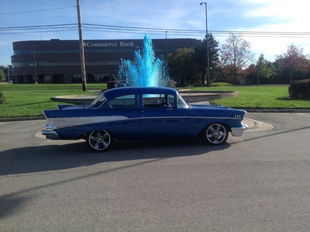 1957 Blue Chevrolet Bel Air/150/210 2 door post