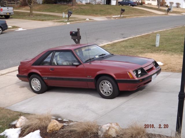 1986 Deep Canyon Red Ford Mustang Hatchback