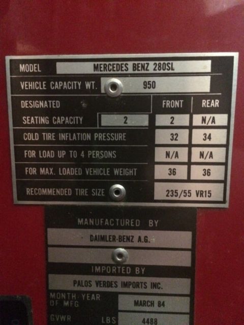 1985 Red Mercedes-Benz SL-Class Convertible