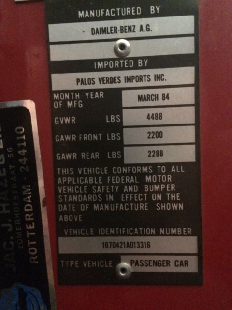 1985 Red Mercedes-Benz SL-Class Convertible