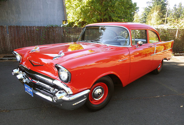 1957 Red Chevrolet Bel Air/150/210 Sedan