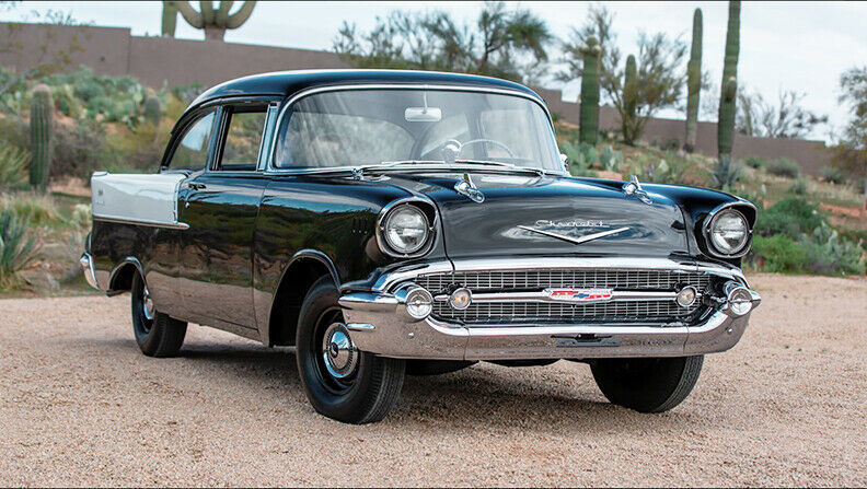 1957 Onyx Black and Imperial Ivory Chevrolet Bel Air/150/210 Sedan