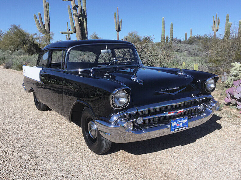 1957 Onyx Black and Imperial Ivory Chevrolet Bel Air/150/210 Sedan