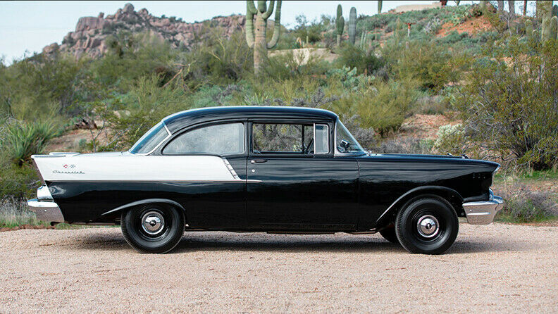 1957 Onyx Black and Imperial Ivory Chevrolet Bel Air/150/210 Sedan