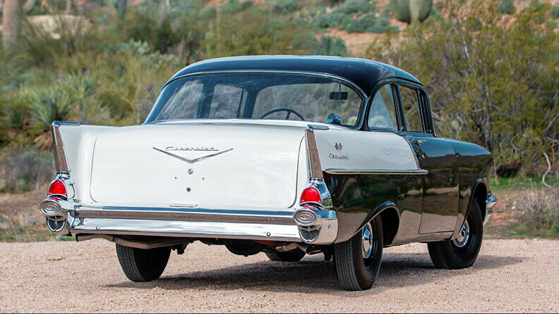 1957 Onyx Black and Imperial Ivory Chevrolet Bel Air/150/210 Sedan