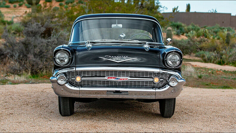 1957 Onyx Black and Imperial Ivory Chevrolet Bel Air/150/210 Sedan