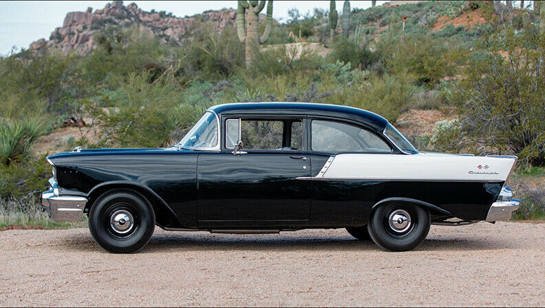 1957 Onyx Black and Imperial Ivory Chevrolet Bel Air/150/210 Sedan