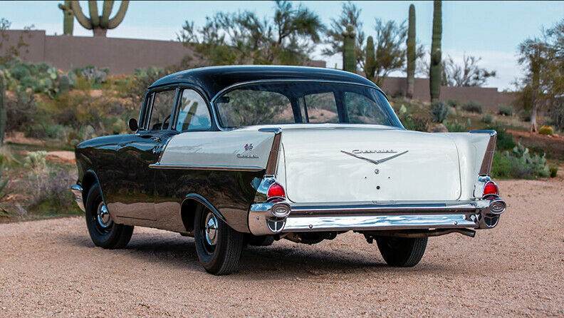 1957 Onyx Black and Imperial Ivory Chevrolet Bel Air/150/210 Sedan