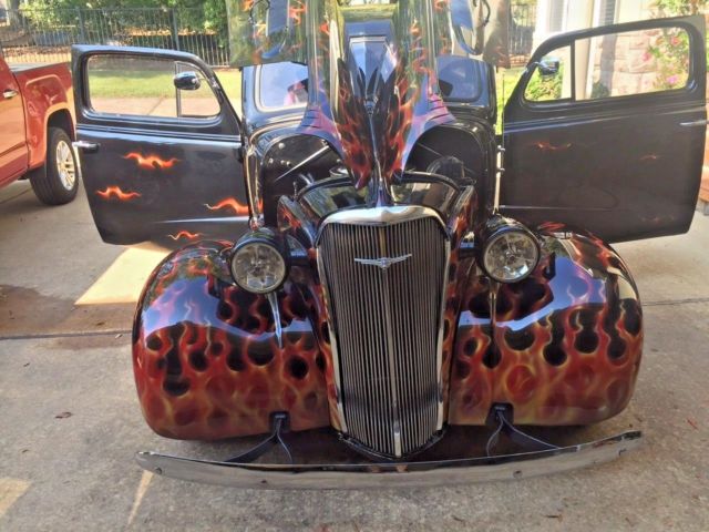 1937 Black Chevrolet 2D Sedan Street Rod, Collector Car, Antique