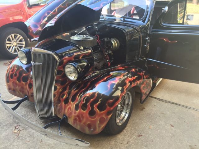 1937 Black Chevrolet 2D Sedan Street Rod, Collector Car, Antique