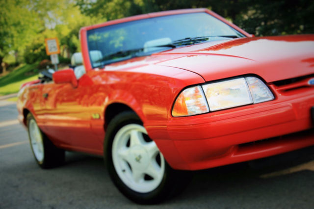 1992 Red Ford Mustang Convertible