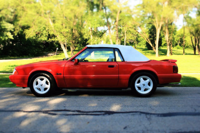 1992 Red Ford Mustang Convertible