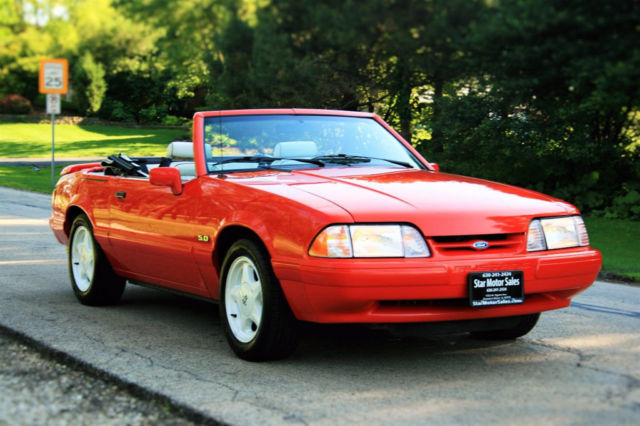 1992 Red Ford Mustang Convertible