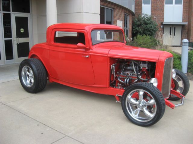 1932 Red Ford Coupe 3 Window Coupe