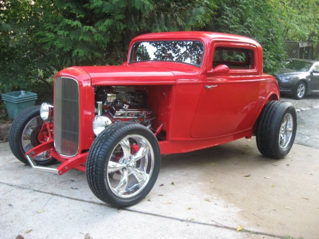 1932 Red Ford Coupe 3 Window Coupe