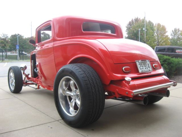 1932 Red Ford Coupe 3 Window Coupe