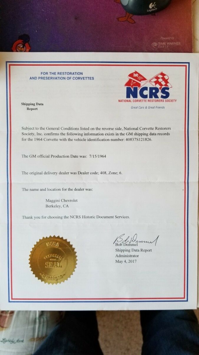 1964 Grey Chevrolet Corvette 327 Sports car