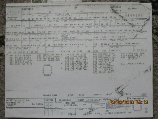 1976 BUCKSKIN Oldsmobile Cutlass 2 DOOR